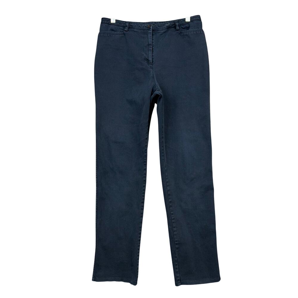 Express Womens Pants Navy Blue Straight Leg Mid Rise Chinos Stretch 9/10 Long